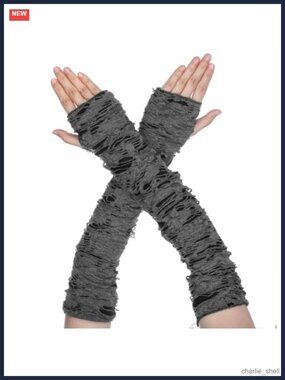 Goth Arm Warmers Fingerless Gloves Mesh Punk Cosplay